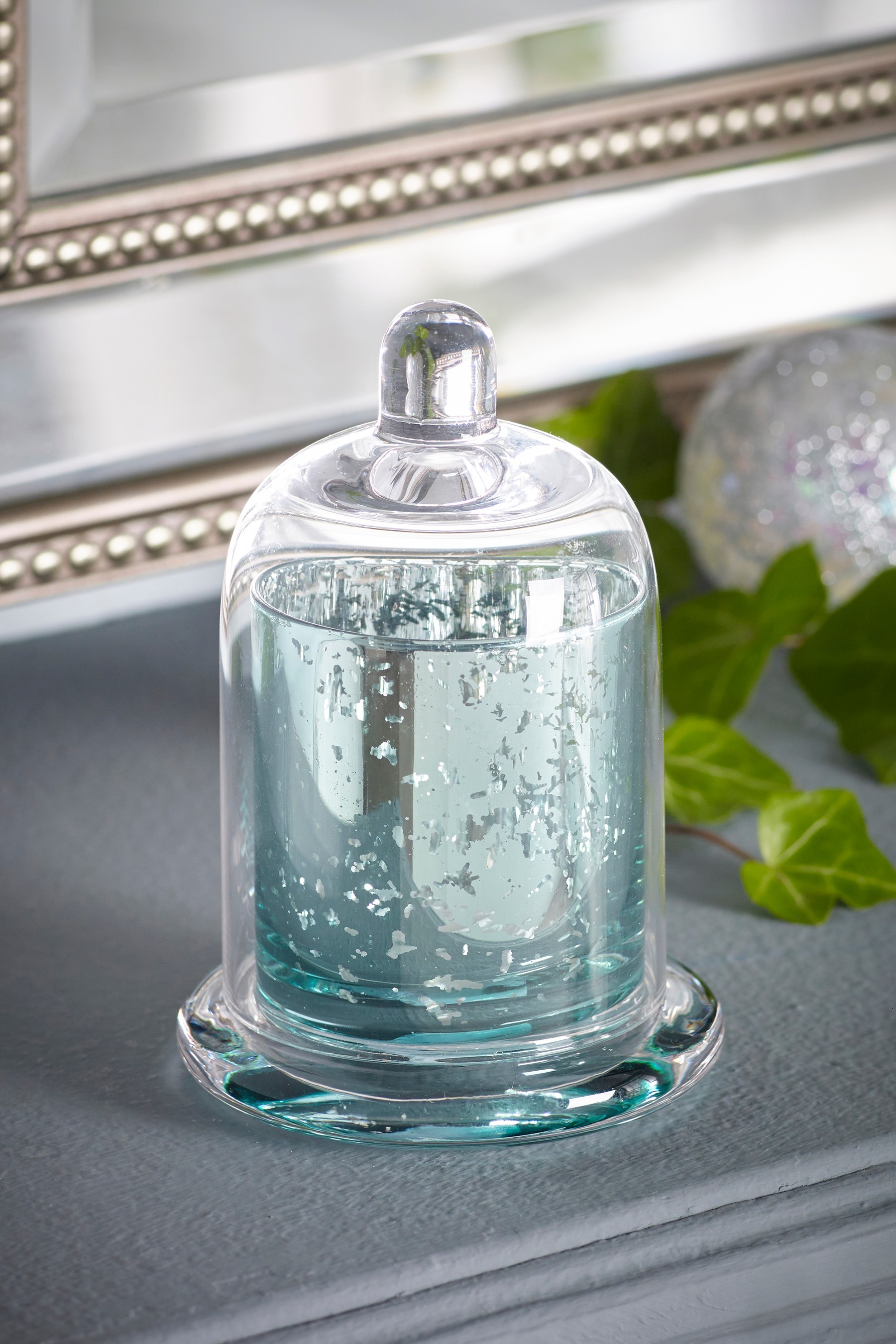 Mescente Luxuria Silver Domed cover Candle possessor vitrei testudine Jars