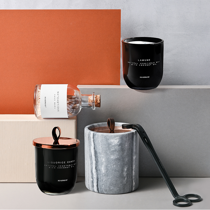 M&Solent Wholesale Luxuria Custom Decoration Private Label Black Glass Crystal Solent SOY Cera Candles