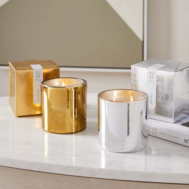Luxuria Custom Aurum Print Logo Black Glass Jar Scented Soy Wax Candle Decoration Gift Set