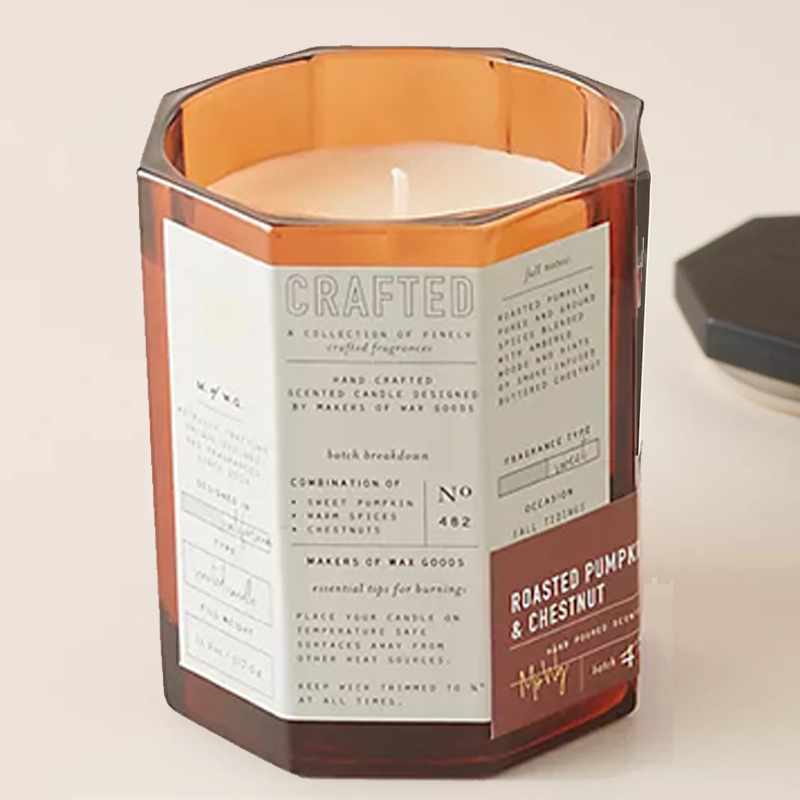 Luxuria Lignea Lid Cotton Wick Vas Vitrum Soy Cera Blend Autumnal Crafted Glass Candle