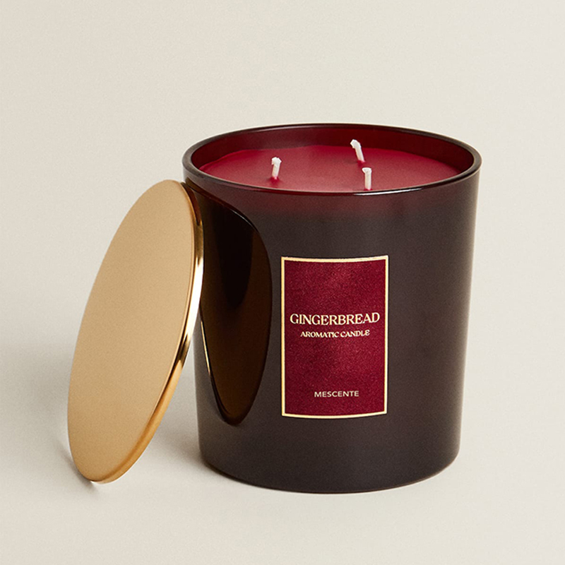 M&odore Custom Luxuria 3 Wicks Candles Privatum Secretum Label Nigrum Matte Vitri Candelae odoratae