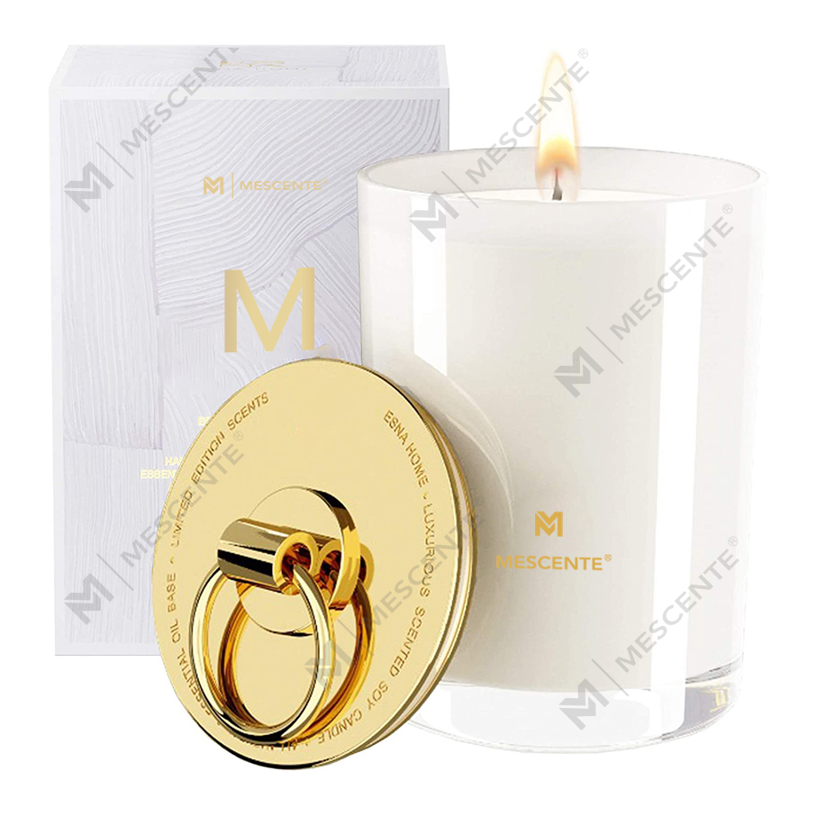 M&Solent Luxuria Alba Soy Cera Logo Proprium Nuptiale Candele Solent, Custom Camp Candle