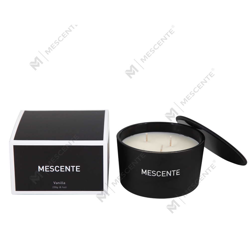 Mescente Wholesale Private Label Glass Jar 3 Wick 100% Soy Cera odorata Candle