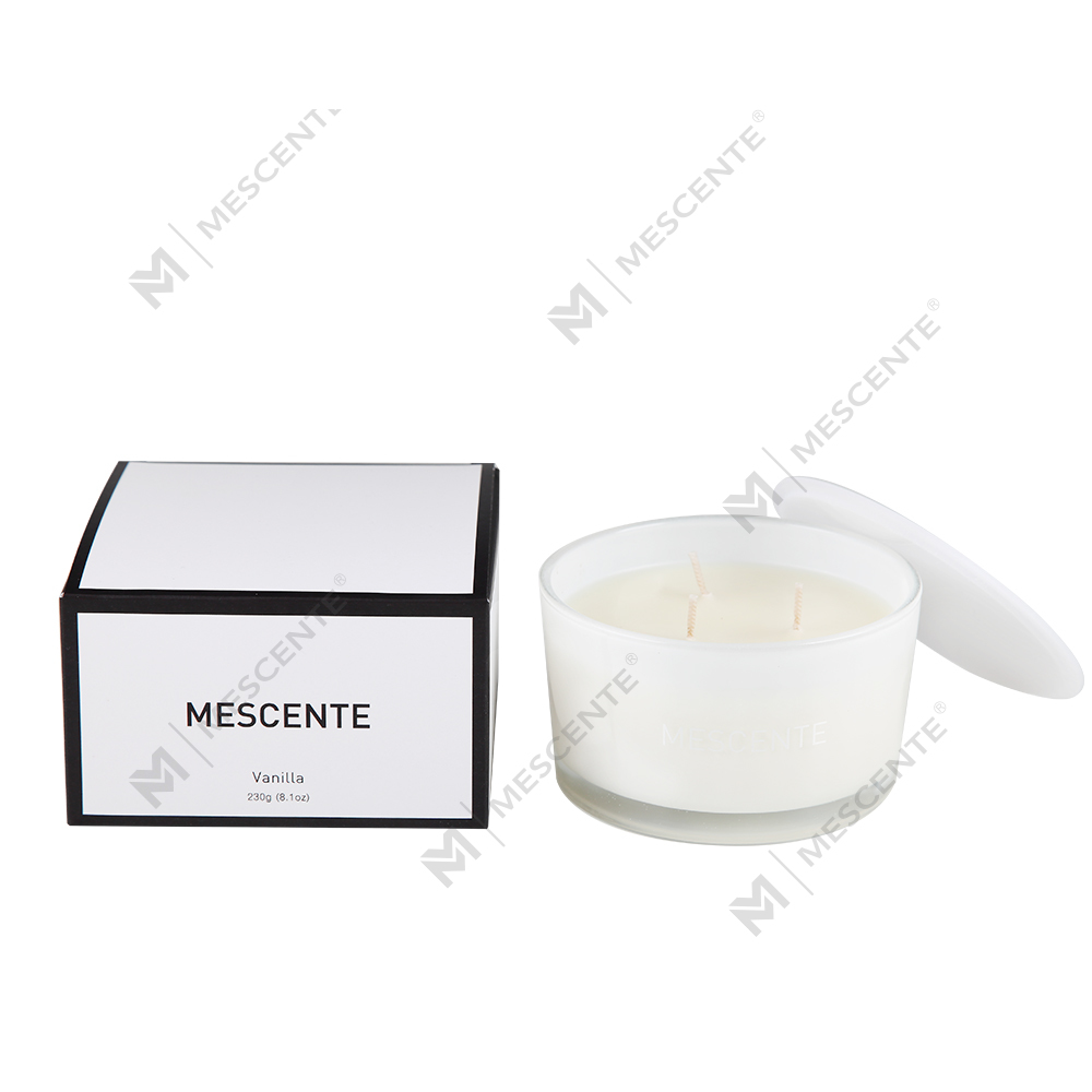 Mescente Wholesale Private Label Glass Jar 3 Wick 100% Soy Cera odorata Candle