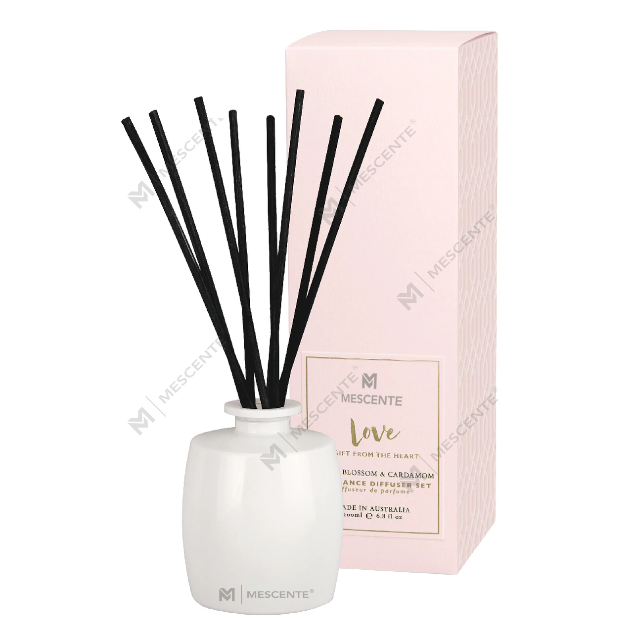 M&Solent Large Glass Bottle Home Essentiales Aroma Reed Diffuser Gift Set With Rattan Sticks