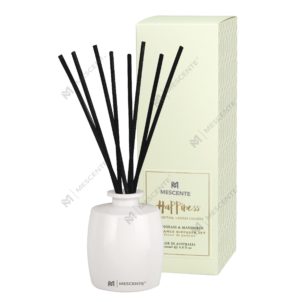 M&Solent Large Glass Bottle Home Essentiales Aroma Reed Diffuser Gift Set With Rattan Sticks