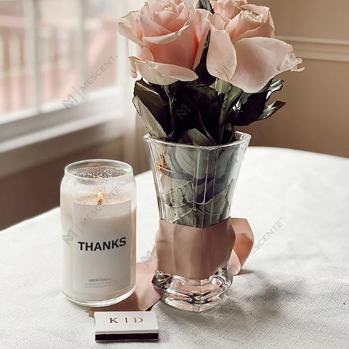M&Solent Organic customized Ceramic lactea Woodwick Candles, Candelae continens