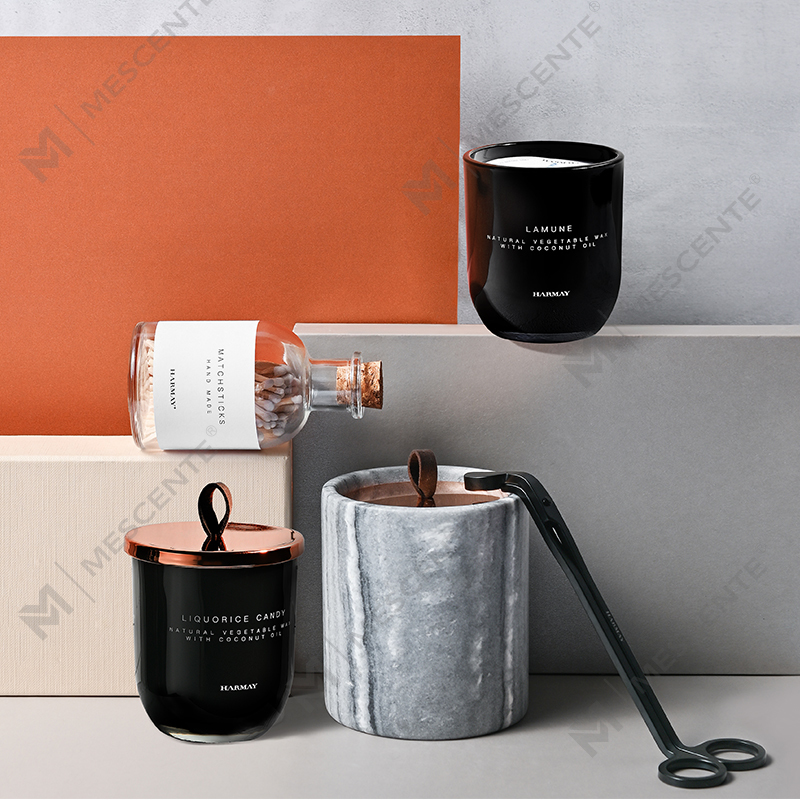 M&Solent Wholesale Luxuria Custom Decoration Private Label Black Glass Crystal Solent SOY Wax Candles