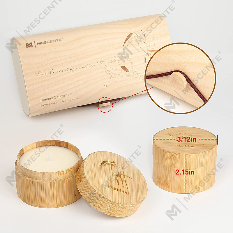 Bene olens Bamboo & Mare Salis Candelae pro Domo odorata, Soy Cera Organic Candle Set