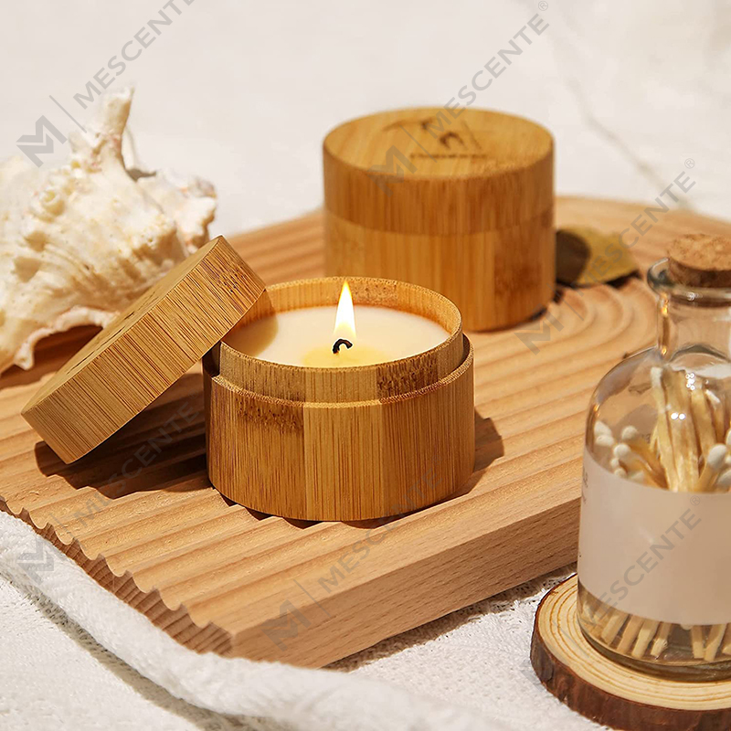 Bene olens Bamboo & Mare Salis Candelae pro Domo odorata, Soy Cera Organic Candle Set