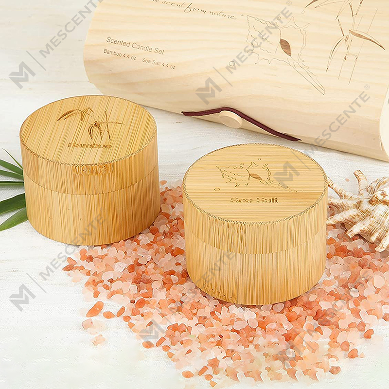 Bene olens Bamboo & Mare Salis Candelae pro Domo odorata, Soy Cera Organic Candle Set