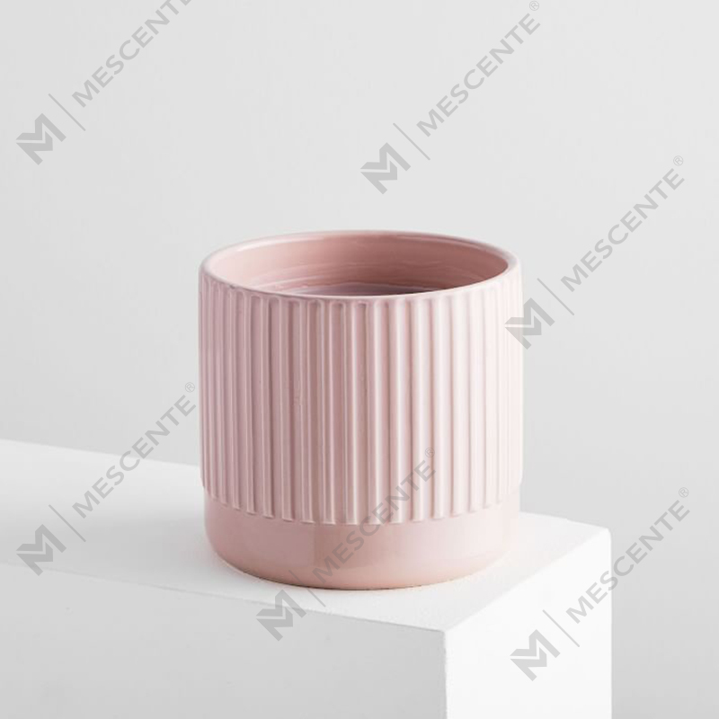 Custom Shop Vendere No Label Fluted Pink Ceramic Trio Amber Scented Soy Candle