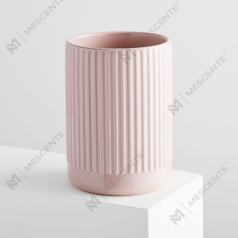 Custom Shop Vendere No Label Fluted Pink Ceramic Trio Amber Scented Soy Candle
