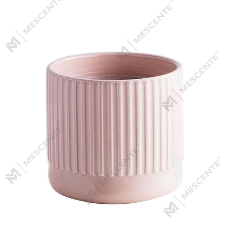 Custom Shop Vendere No Label Fluted Pink Ceramic Trio Amber Scented Soy Candle