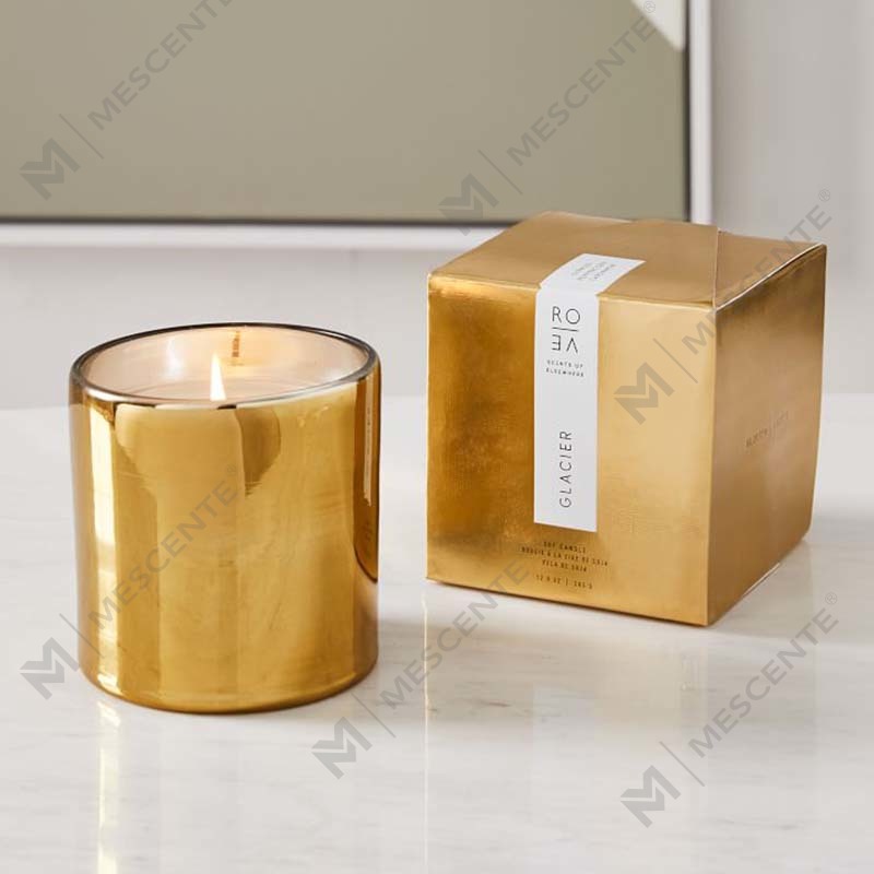 Luxuria Custom Aurum Print Logo Black Glass Jar Scented Soy Wax Candle Decoration Gift Set