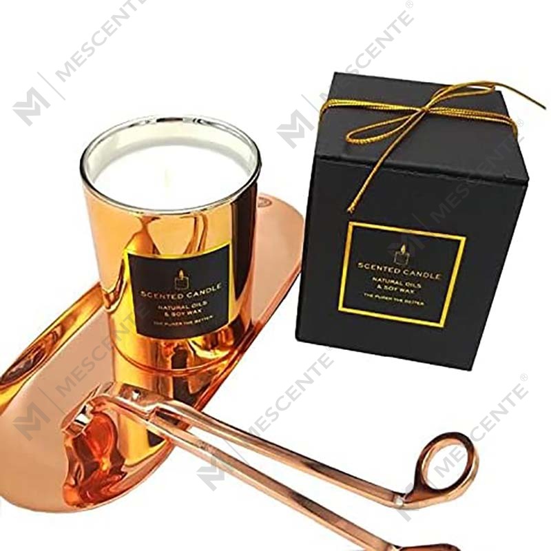 Novum Luxurious Highly Strong Scented Natural Soy Golden Metal palpebrata Rose Aurum Vitrum Relaxans Aromatherapy Candle