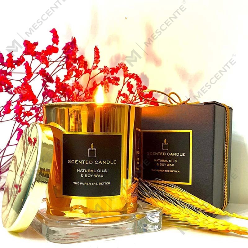 Novum Luxurious Highly Strong Scented Natural Soy Golden Metal palpebrata Rose Aurum Vitrum Relaxans Aromatherapy Candle