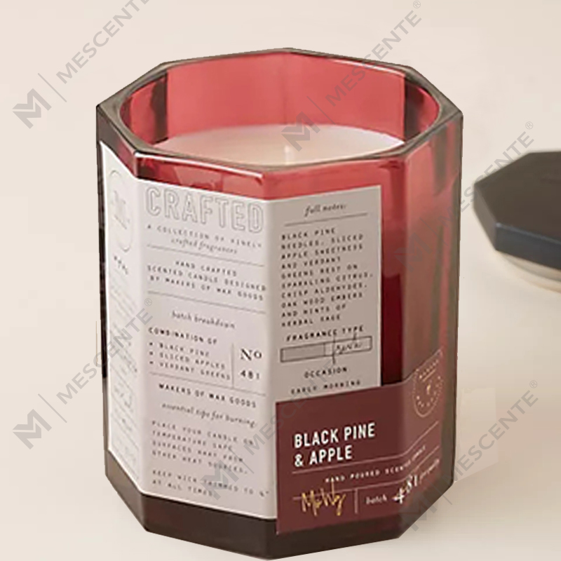 M&Scent Custom Luxuria Lignea Lid Cotton Wick Vas Vitrum Soy Cera Blend Autumnal Crafted Glass Candle
