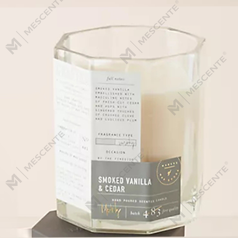 M&Scent Custom Luxuria Lignea Lid Cotton Wick Vas Vitrum Soy Cera Blend Autumnal Crafted Glass Candle