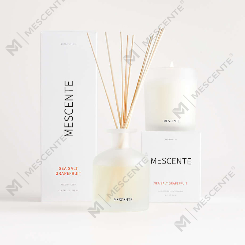 M&Solent deliciae privatae label purpurei coloris odoris calamus diffundens donum cum arca