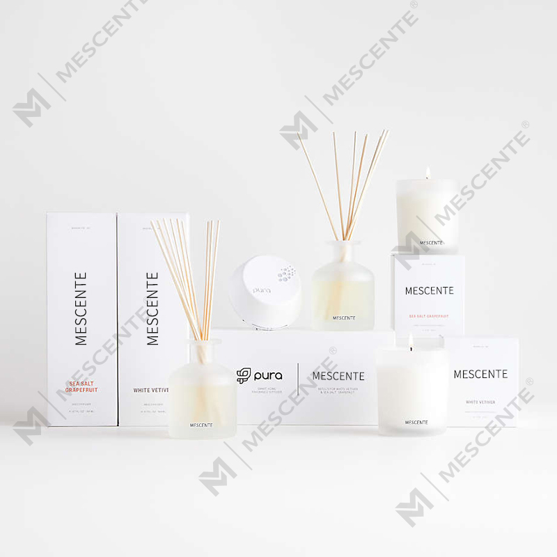 M&Solent deliciae privatae label purpurei coloris odoris calamus diffundens donum cum arca
